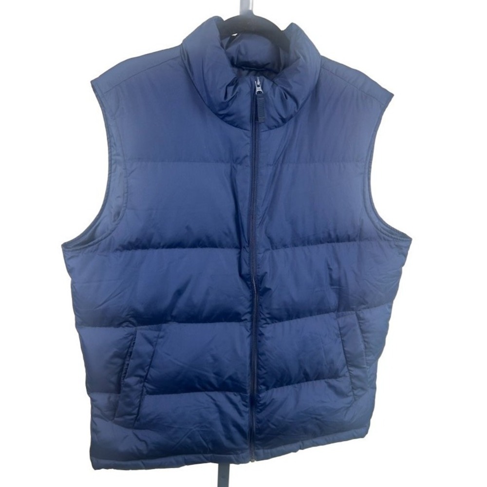 Lands' End Down Puffer Vest Navy Blue Full Zip Men's‎ Size Large 42-44